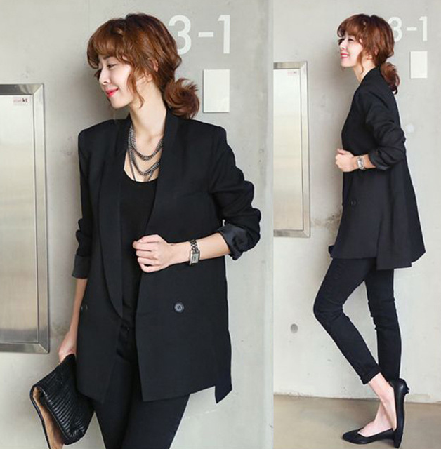 2021 Solid Long Style Black Women Jacket and Blazer Female Notched Collar Asymmetrical Chic Ladies Blazers feminino
