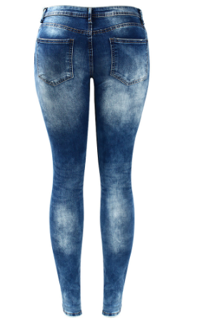 Cotton Hole Pencil Feet Jeans For Women