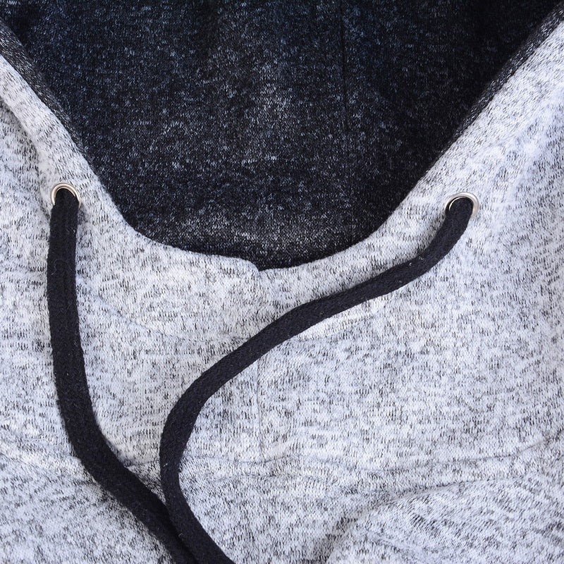 Two Tone Winter Solid Hoodies For Men