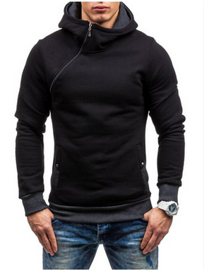 Oblique Solid Color Hoodies For Men