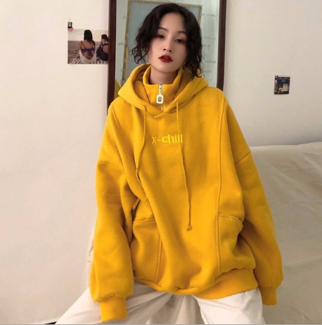 Korean Style Embroidered Loose Hoodies For Women