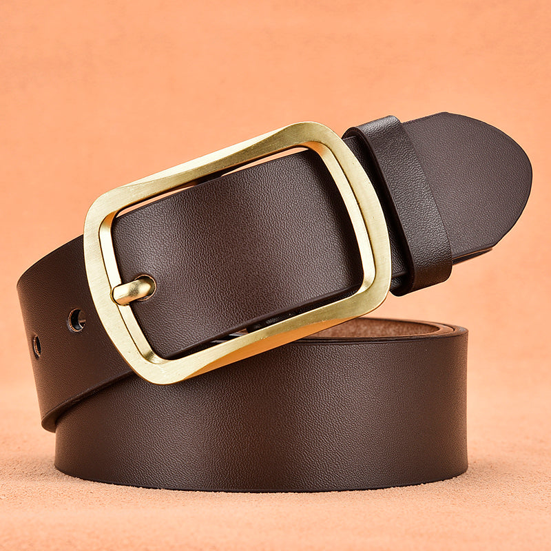 Men's leather pin buckle casual belt