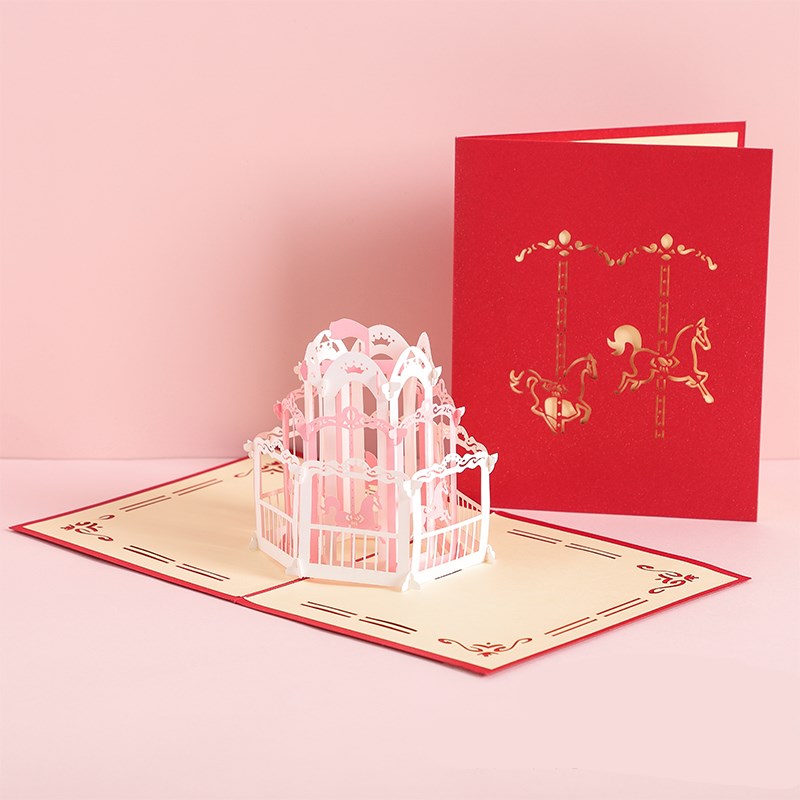 3D Laser Cut Handmade Sakura Kissing Lover Paper Invitation Greeting Card