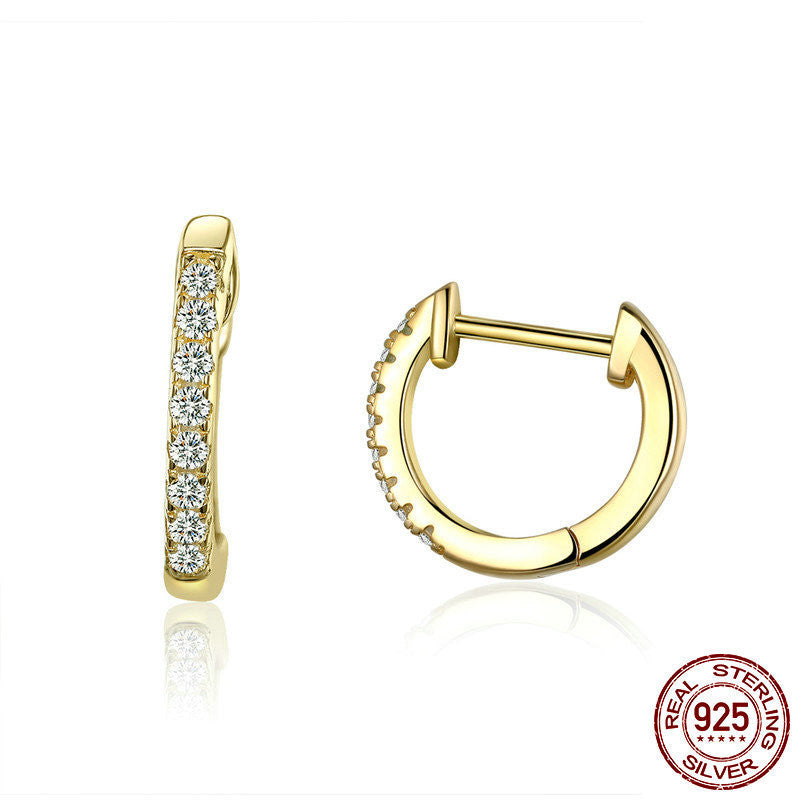 Sterling Silver Circle Gold Earrings Zircon Earrings European And American Popular Earrings