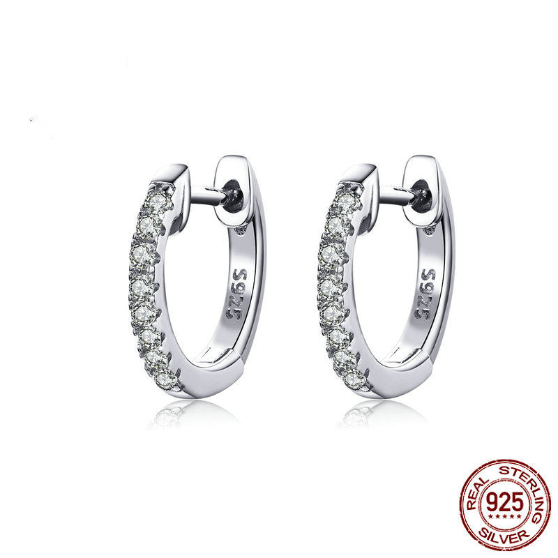 Sterling Silver Circle Gold Earrings Zircon Earrings European And American Popular Earrings