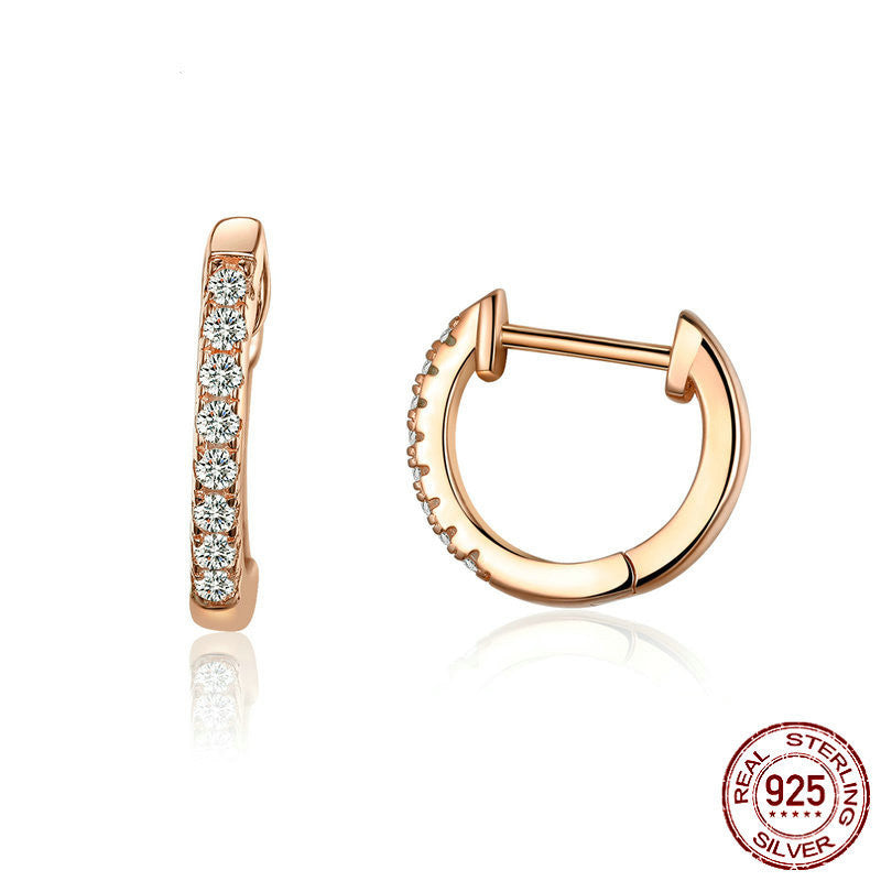 Sterling Silver Circle Gold Earrings Zircon Earrings European And American Popular Earrings