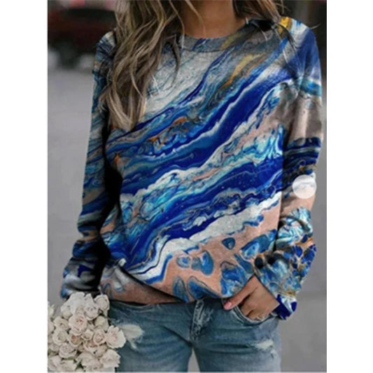 Cross Border Printed Casual Sweaters For Women