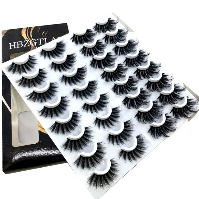 NEW 20 Pairs 8-25mm Fake Eyelashes 100 Mink Eyelashes Mink