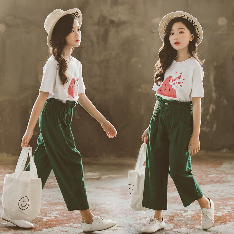 Fashion All-Match Girls Cotton Pants Suit