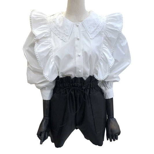 Lapel Blouse Sweet Lace Buttoned Shirts For Women