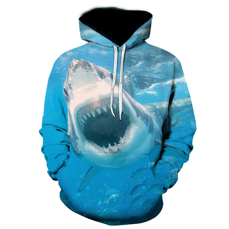 Shark Tattoo Loose Hoodies For Men