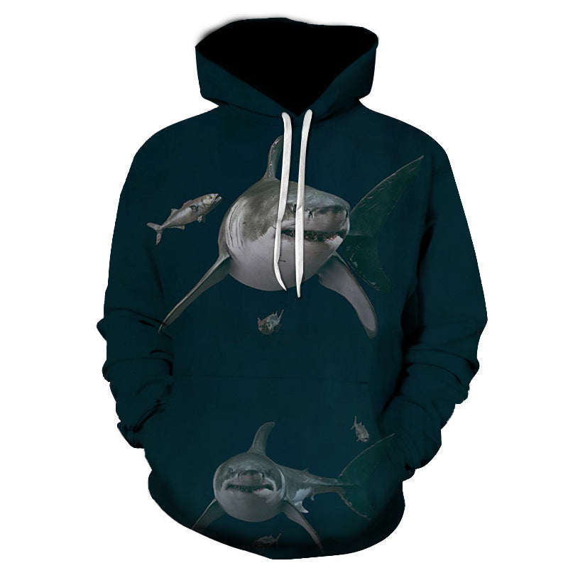 Shark Tattoo Loose Hoodies For Men