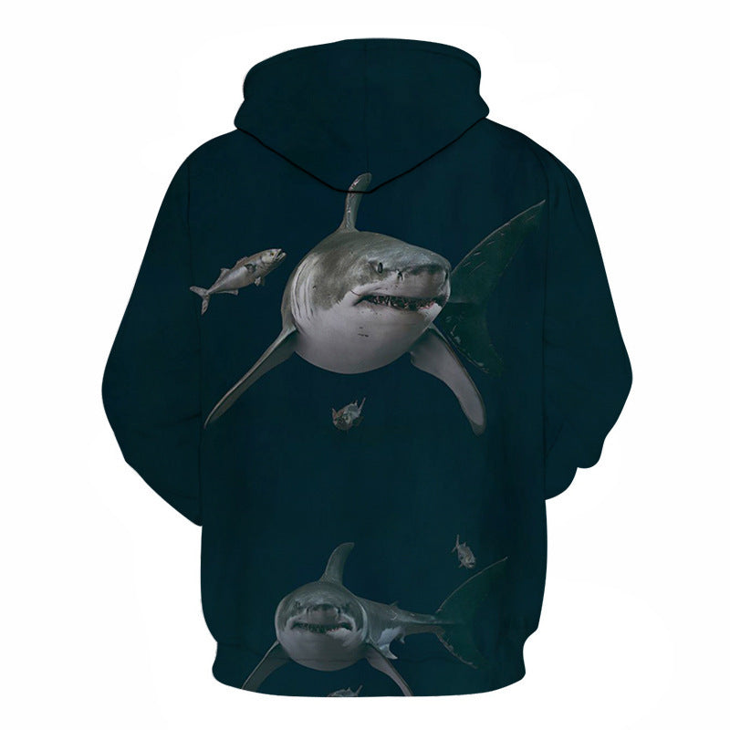 Shark Tattoo Loose Hoodies For Men