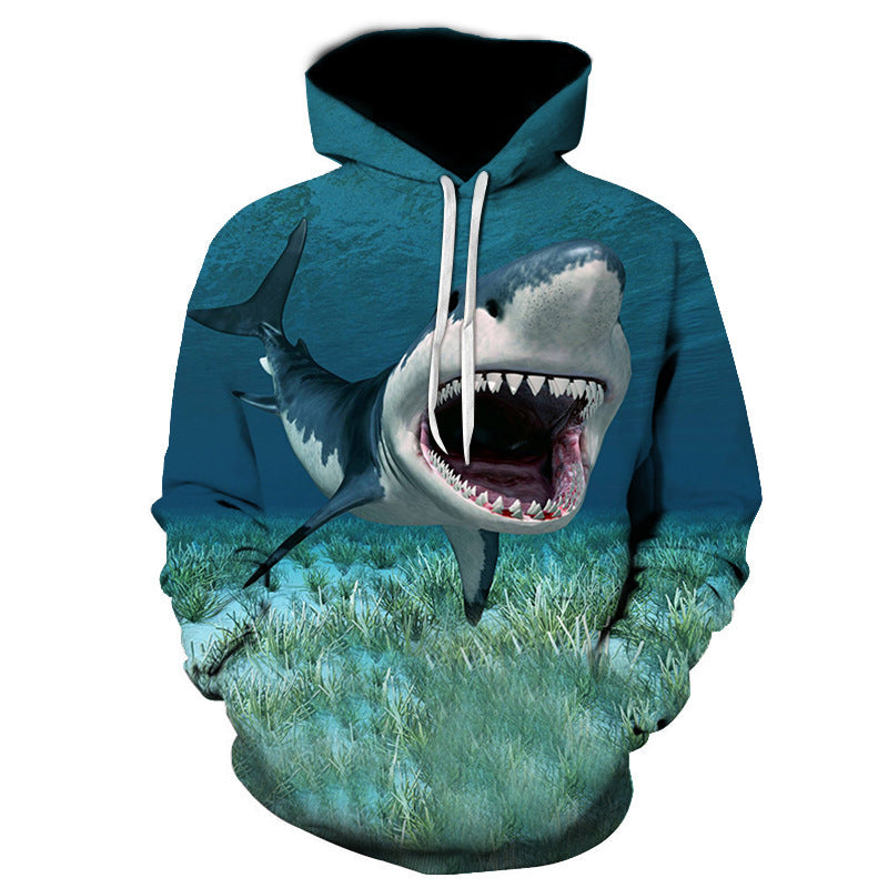 Shark Tattoo Loose Hoodies For Men