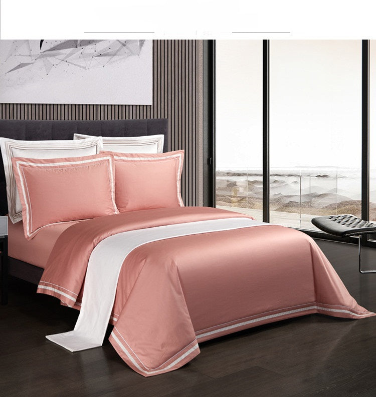 Four-piece Cotton Bedding Hotel Style Simple Solid Color Quilt Cover