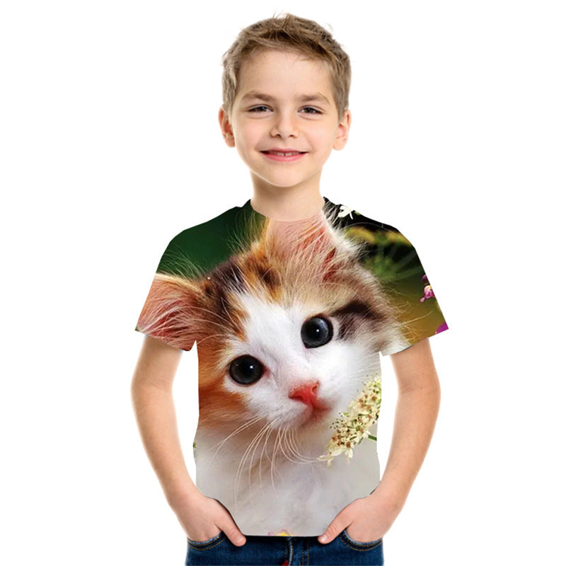 3D Digital Printing Short Sleeve Fashion Kids T-shirt Top