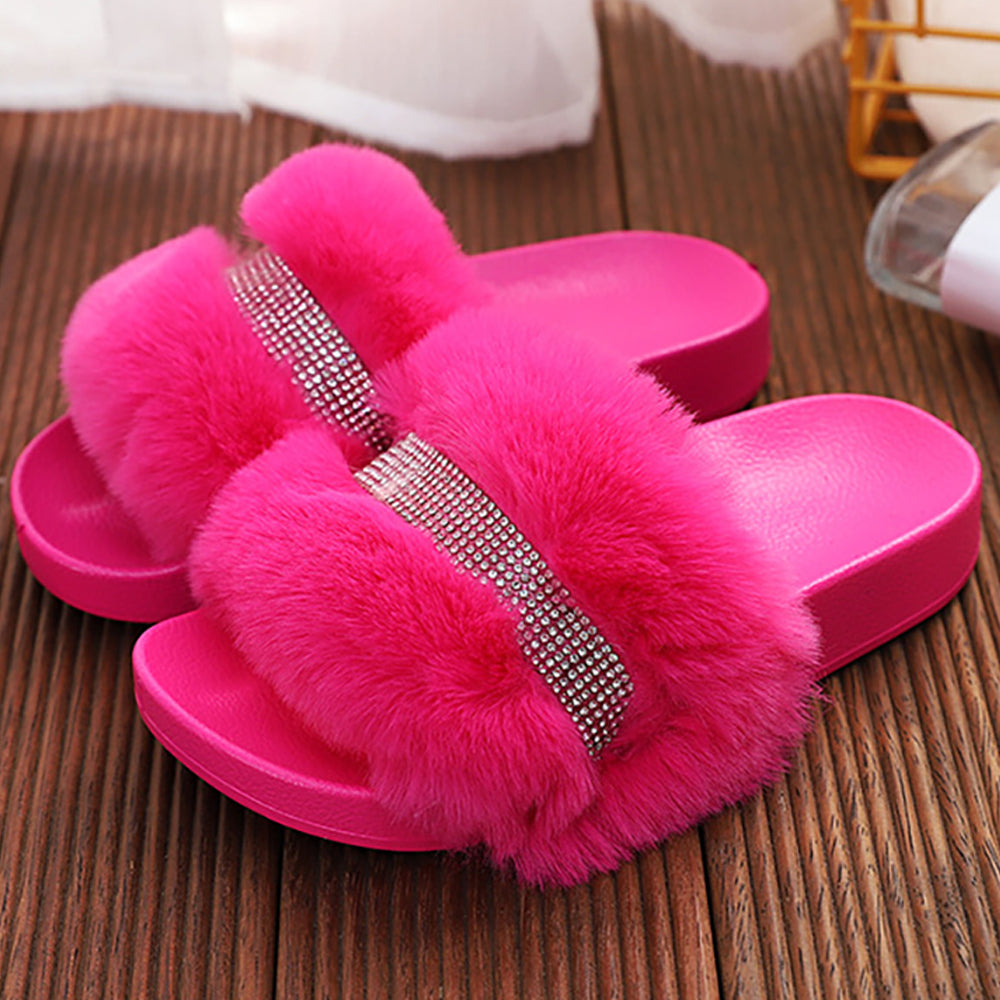 Hairy  Non-slip Warmth Beach Slippers for girls