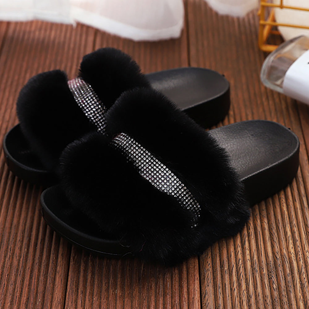 Hairy  Non-slip Warmth Beach Slippers for girls