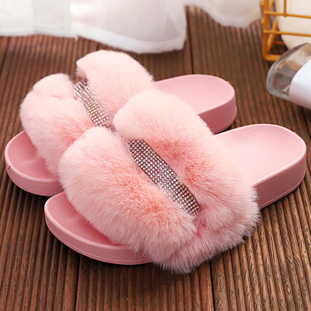 Hairy  Non-slip Warmth Beach Slippers for girls