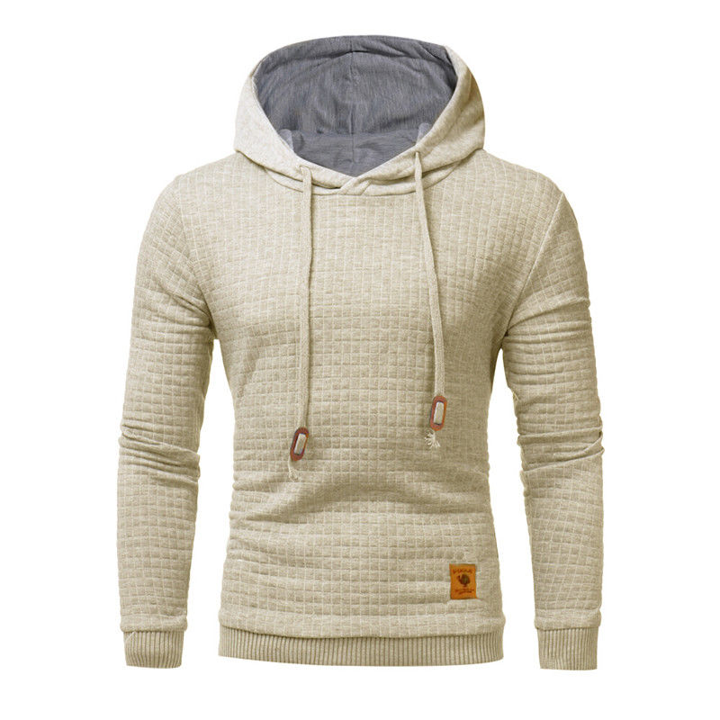 Square Pattern Quilted Classic Hoodies For Men