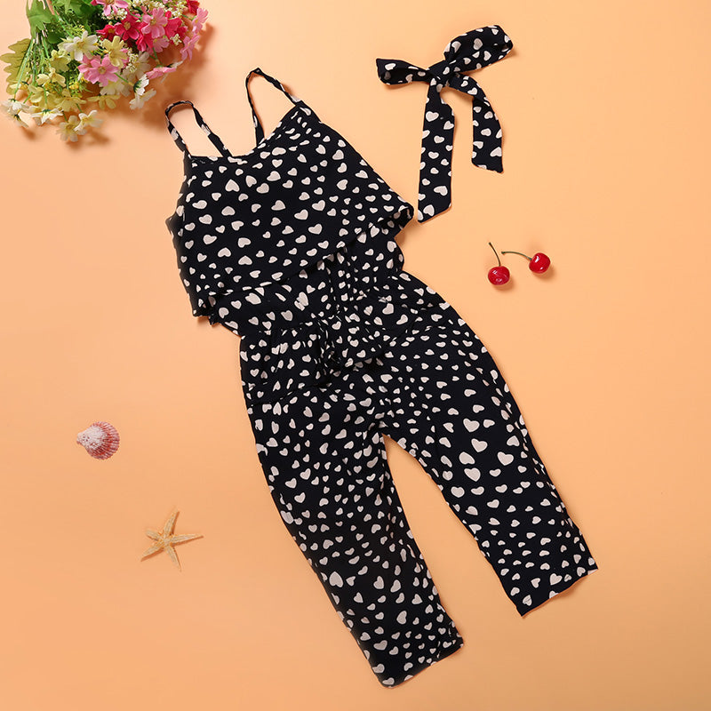 Trendy Cool Love Suspender Jumpsuit for girls