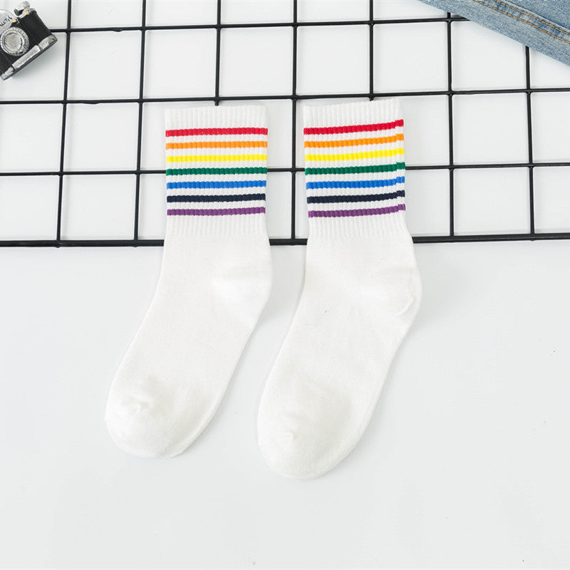 Cotton Wild Striped Men And Women Couple Sports Socks