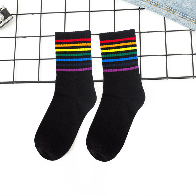 Cotton Wild Striped Men And Women Couple Sports Socks