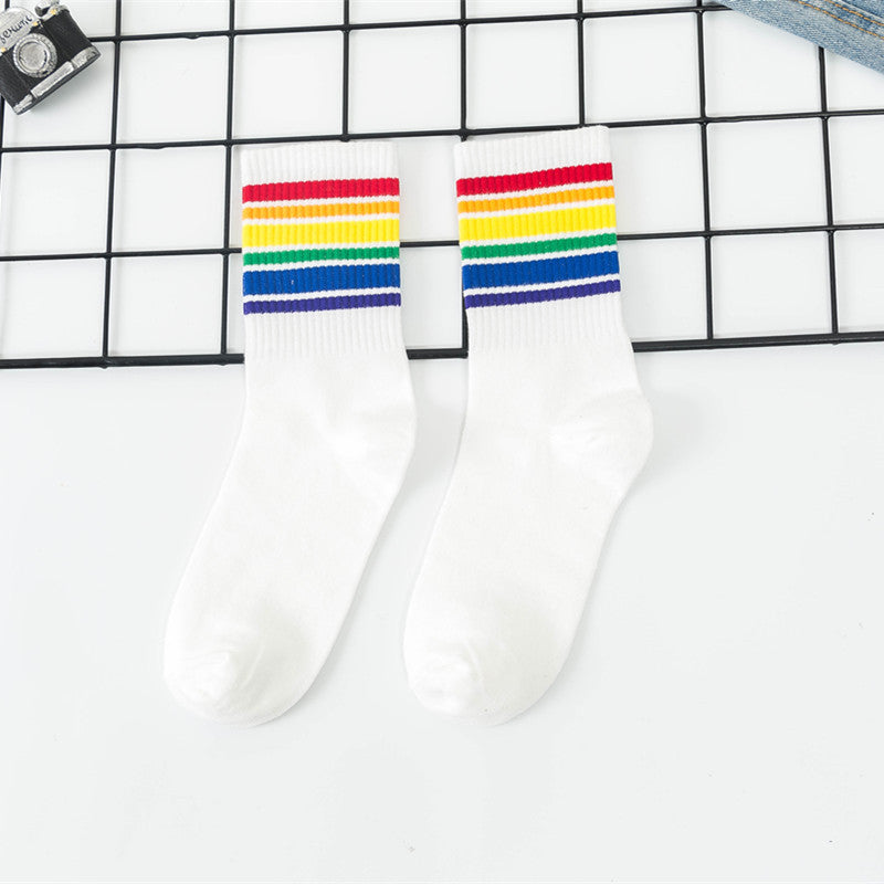 Cotton Wild Striped Men And Women Couple Sports Socks