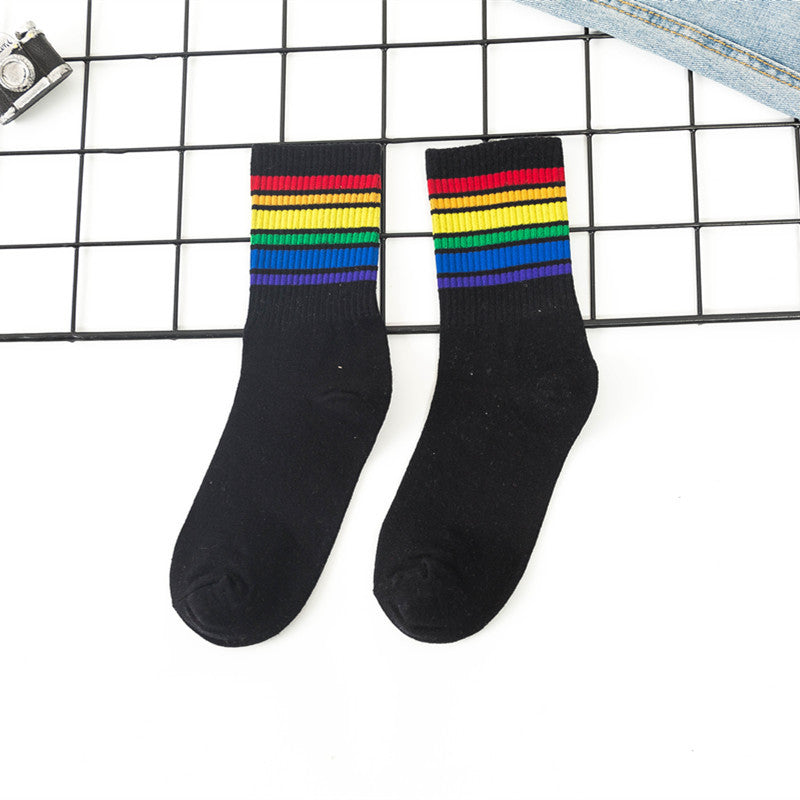 Cotton Wild Striped Men And Women Couple Sports Socks