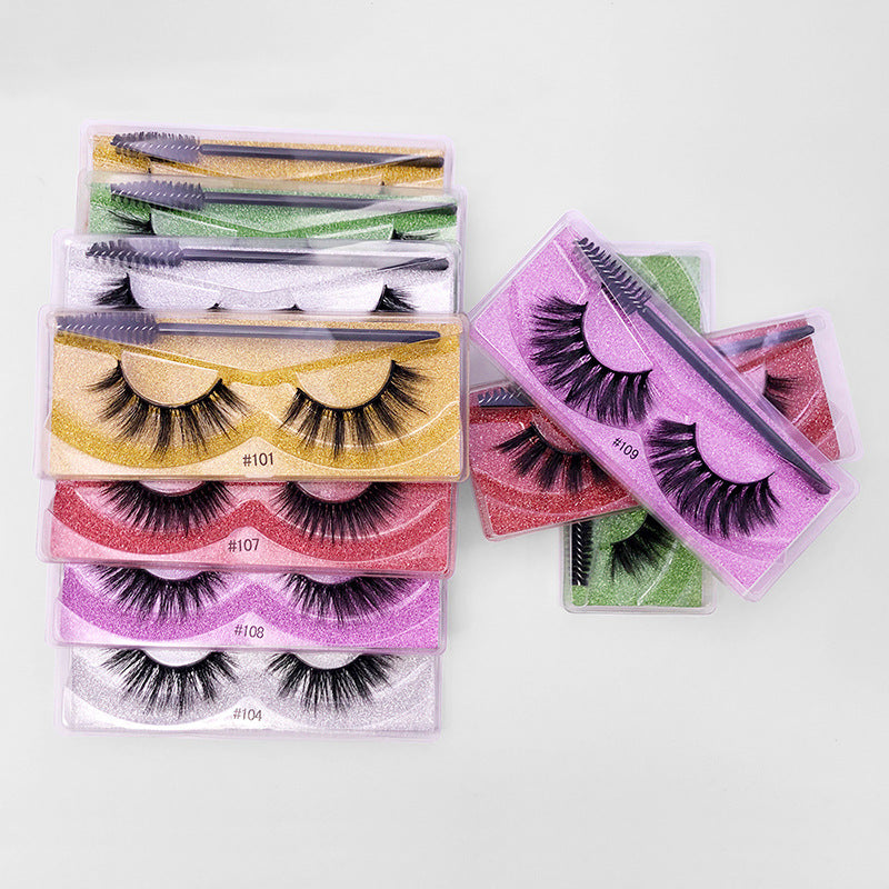 Natural 3D False Eyelashes Brush 1 Pair Set Of Imitation Mink Eyelashes Elongated Eyelashes