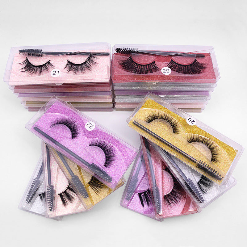 Natural 3D False Eyelashes Brush 1 Pair Set Of Imitation Mink Eyelashes Elongated Eyelashes