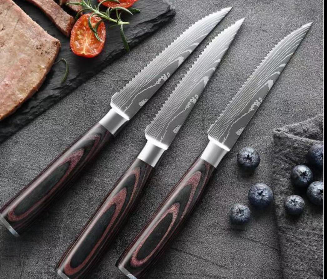 Color Wooden Handle Steak Knife Stainless Steel Western Kitchen Knives Kitchen Fruit Knife