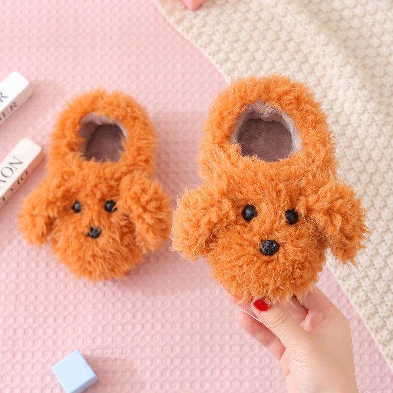 Indoor Home  Teddy Dog Fur Slippers for baby