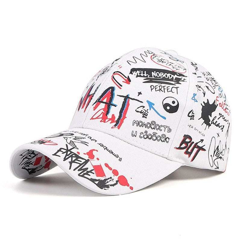 New WHAT Graffiti Baseball Cap Hip Hop Tide Hat Summer Travel Shade Caps Men Women Outdoor Sports Casual Hats Snapback Hats Gorr