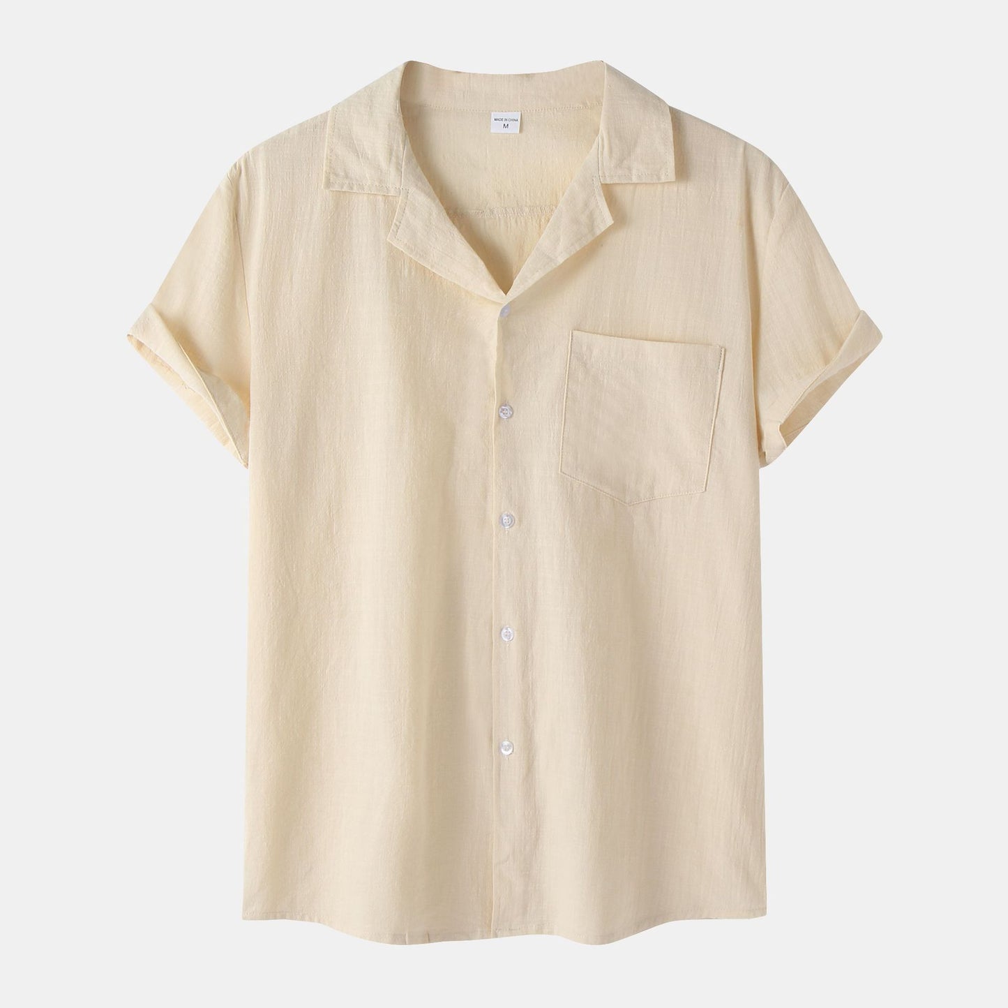 New Summer Cotton And Linen Short Sleeved Shirt Men