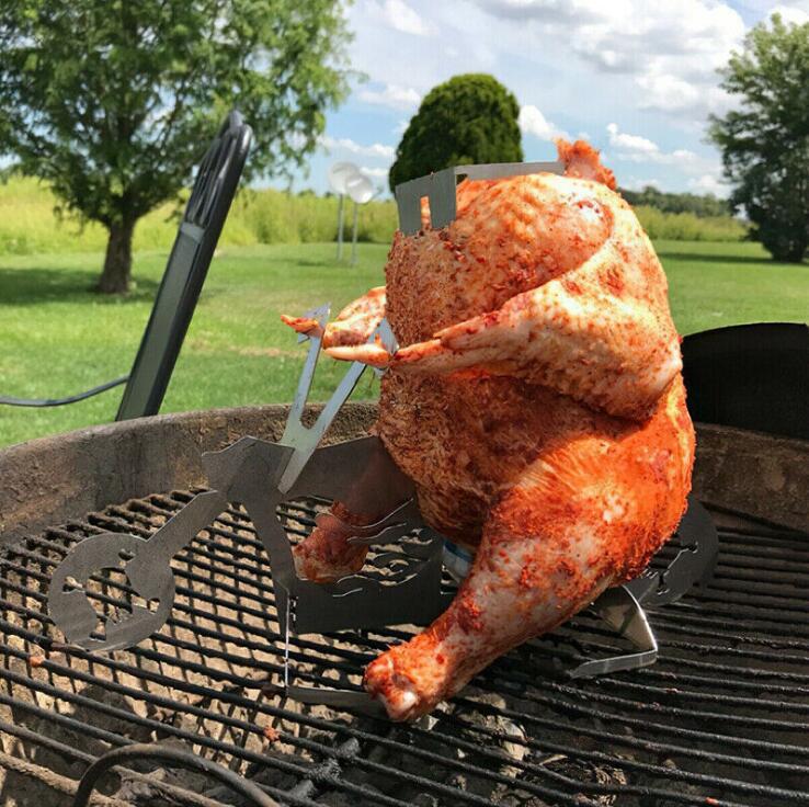 Chicken Stand Beer Funny American Motorcycle BBQ Steel Rack Tools Funny Roast Chicken Rack Grilling Roast Rack