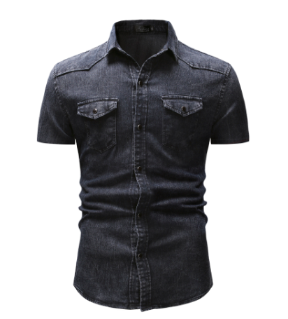 Denim Men'S European And American Denim Jacket Men'S Denim Short-Sleeved Shirt