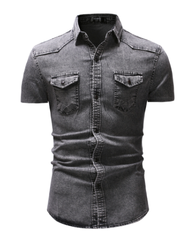 Denim Men'S European And American Denim Jacket Men'S Denim Short-Sleeved Shirt