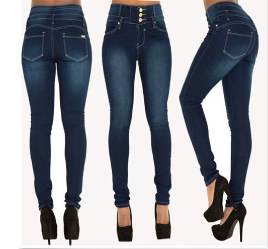 Elastic High Waist Jeans For Women