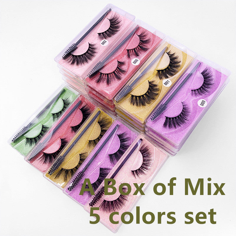 Natural 3D False Eyelashes Brush 1 Pair Set Of Imitation Mink Eyelashes Elongated Eyelashes