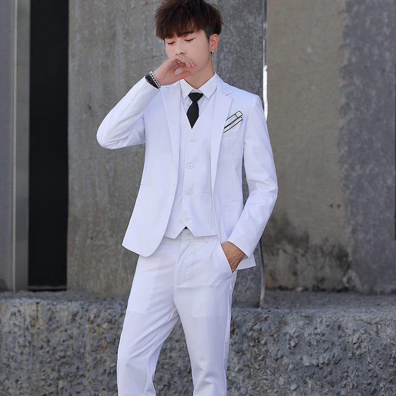 Three-Piece Korean Style Self-Cultivation Groomsmen Suits For Men