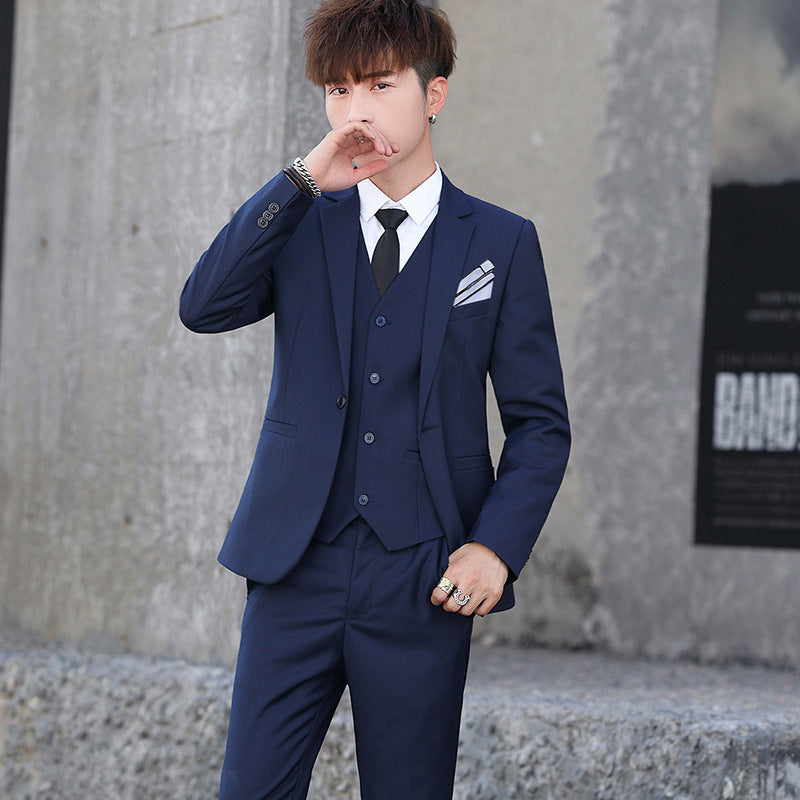 Three-Piece Korean Style Self-Cultivation Groomsmen Suits For Men