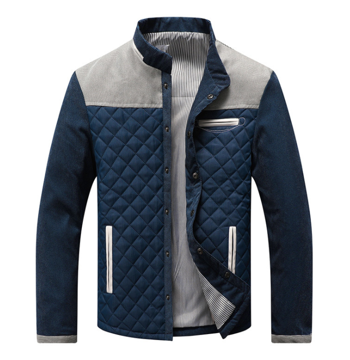 Solid Patchwork Slim Fit Jacket For Men