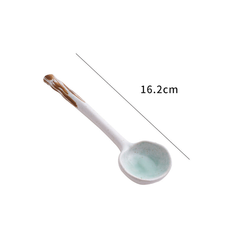 Japanese Ceramic Spoon Creative Long Handle Spoon Household Spoon Small Soup Spoon Korean Cute Rice Spoon