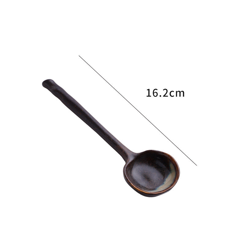 Japanese Ceramic Spoon Creative Long Handle Spoon Household Spoon Small Soup Spoon Korean Cute Rice Spoon