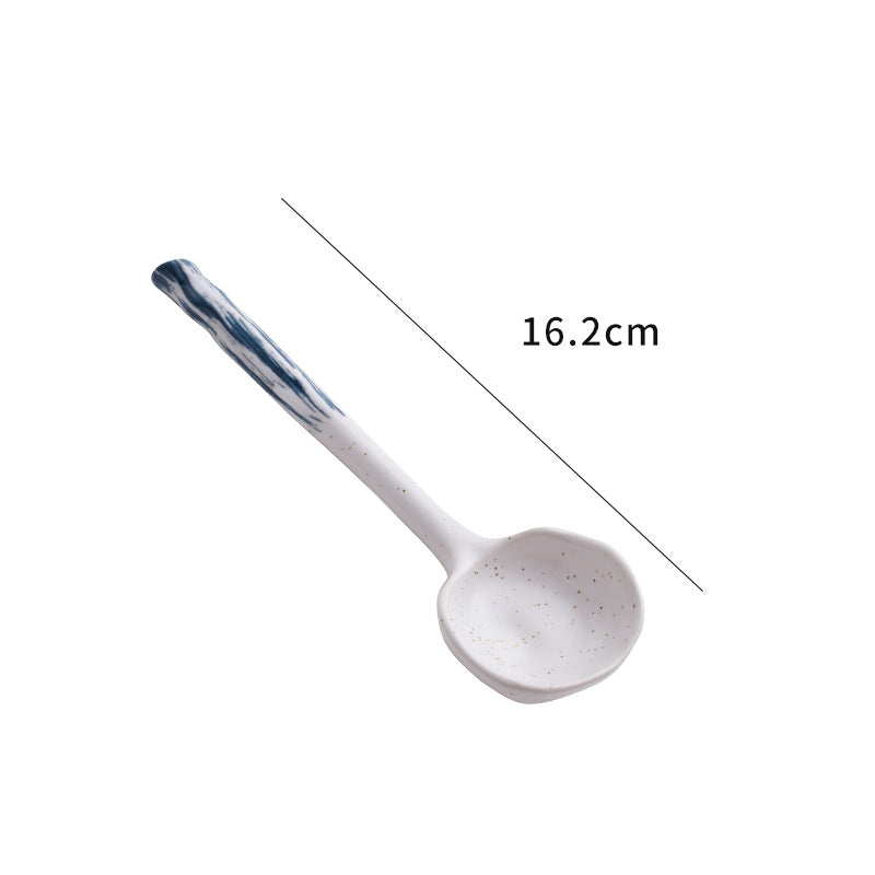 Japanese Ceramic Spoon Creative Long Handle Spoon Household Spoon Small Soup Spoon Korean Cute Rice Spoon