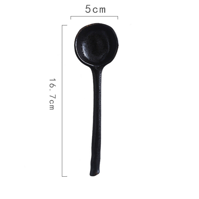 Japanese Ceramic Spoon Creative Long Handle Spoon Household Spoon Small Soup Spoon Korean Cute Rice Spoon