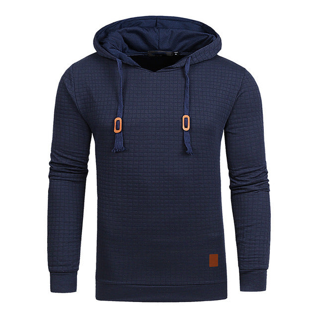 Square Pattern Quilted Classic Hoodies For Men