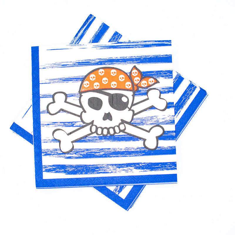 Disposable Pirate Party Decorations Disposable Paper Plates, Tablecloths, Paper Bags, Cake Inserts