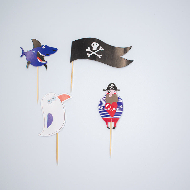 Disposable Pirate Party Decorations Disposable Paper Plates, Tablecloths, Paper Bags, Cake Inserts